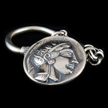 Load image into Gallery viewer, Athens Tetradrachm - Goddess Athena & Owl of Wisdom Silver Keychain