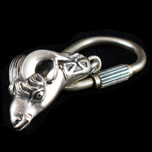 Load image into Gallery viewer, Ram's Head Sterling Silver Keychain - High Quality Item - Nobility - Capricorn
