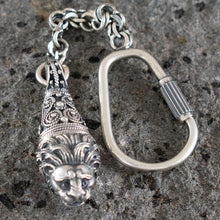 Load image into Gallery viewer, Lion Head Sterling Silver Keychain - Strength Symbol - Ancient Greece