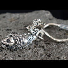 Load image into Gallery viewer, Lion Head Sterling Silver Keychain - Strength Symbol - Ancient Greece