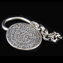 Load image into Gallery viewer, Phaistos Disk Quality Keychain - Sterling Silver - Ancient Minoan Crete