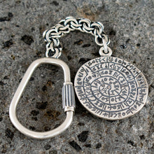Load image into Gallery viewer, Phaistos Disk Quality Keychain - Sterling Silver - Ancient Minoan Crete