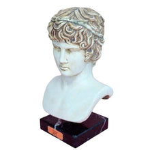 Load image into Gallery viewer, Antinous casting stone head bust on marble base - Emperor Hadrian Rome