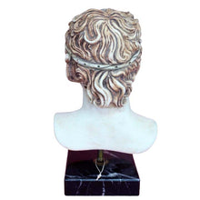 Load image into Gallery viewer, Antinous casting stone head bust on marble base - Emperor Hadrian Rome