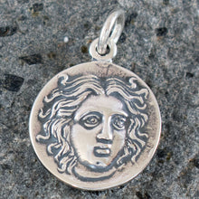 Load image into Gallery viewer, Helios Ancient Sun God Small Silver Pendant - Apollo God of Light - Rhodes Helius