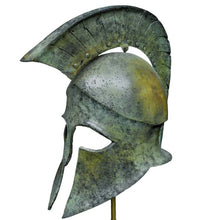 Load image into Gallery viewer, Corinthian pure bronze helmet on marble base - Olympia Museum Reproduction