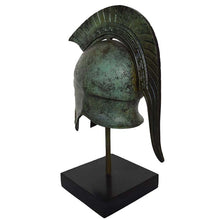 Load image into Gallery viewer, Corinthian Bronze small Helmet on Marble Base with Meander Design