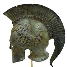 Load image into Gallery viewer, Corinthian pure Bronze Helmet with Chariot - Spartan Athenian Armor