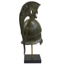 Load image into Gallery viewer, Corinthian pure Bronze Helmet with Griffin Design on marble base