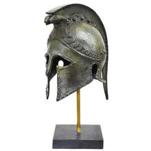 Load image into Gallery viewer, Corinthian pure bronze helmet with snakes - Marble base - Hoplite soldier infantry