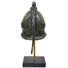 Load image into Gallery viewer, Corinthian pure bronze helmet with snakes - Marble base - Hoplite soldier infantry