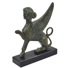 Load image into Gallery viewer, Sphinx small bronze statue sculpture - Guardian of sacred places - Ancient Greek