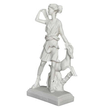 Load image into Gallery viewer, Diana Goddess of Hunt Alabaster statue Sculpture - Artemis Mistress of Animals