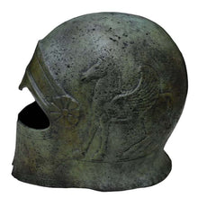Load image into Gallery viewer, Cretan pure bronze helmet with Pegasus carvings - Minoan Period Hoplite soldiers