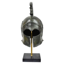 Load image into Gallery viewer, Athenian pure bronze helmet with Griffin on marble base - Pegasus winged horse