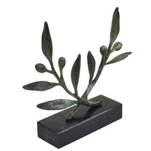 Load image into Gallery viewer, Bronze Olive Branch on Marble Base - Ancient Greek Olympic Games Trophy