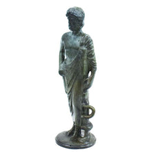 Load image into Gallery viewer, Asclepius God of Medicine Bronze small statue - Rod with Snake - Asclipios