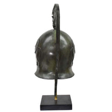 Load image into Gallery viewer, Athenian pure bronze helmet with Griffin on marble base - Pegasus winged horse
