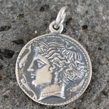 Load image into Gallery viewer, Artemis Silver Pendant - Syracuse Dekadrachm - Diana