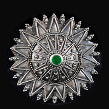 Load image into Gallery viewer, Byzantine Silver Brooch With Emerald - High Quality Item