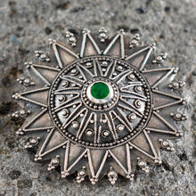 Load image into Gallery viewer, Byzantine Silver Brooch With Emerald - High Quality Item
