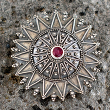 Load image into Gallery viewer, Byzantine Silver Brooch With Ruby - High Quality Item