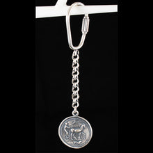 Load image into Gallery viewer, Artemis Silver Keychain - Syracuse Dekadrachm - Diana