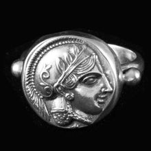 Load image into Gallery viewer, Goddess Athena Silver Ring Size Us 8 1/2 - Symbol of Wisdom Strength Strategy
