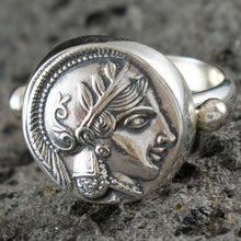 Load image into Gallery viewer, Goddess Athena Silver Ring Size Us 8 1/2 - Symbol of Wisdom Strength Strategy