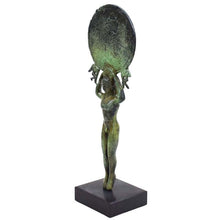 Load image into Gallery viewer, Ancient Greek Bronze Mirror with a Support in the Form of a Young Man Kouros and two Cupids