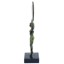 Load image into Gallery viewer, Ancient Greek Bronze Mirror with a Support in the Form of a Young Man Kouros and two Cupids