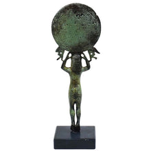 Load image into Gallery viewer, Ancient Greek Bronze Mirror with a Support in the Form of a Young Man Kouros and two Cupids