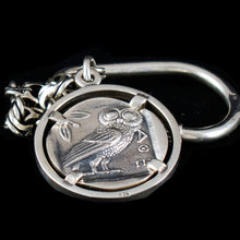 Load image into Gallery viewer, Goddess Athena & Owl of Wisdom Silver Keychain - Athens Tetradrachm