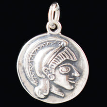 Load image into Gallery viewer, Goddess Athena & Owl of Wisdom Small Silver Pendant