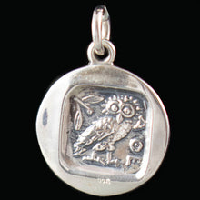 Load image into Gallery viewer, Goddess Athena & Owl of Wisdom Small Silver Pendant