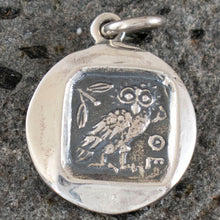 Load image into Gallery viewer, Goddess Athena & Owl of Wisdom Small Silver Pendant