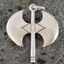 Load image into Gallery viewer, Double Headed Axe Silver Pendant - Labrys Ancient Minoan Crete