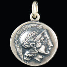 Load image into Gallery viewer, Goddess Athena Silver Coin Pendant - Silver Didrachm of Thourion - Bull on back