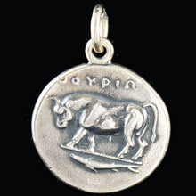 Load image into Gallery viewer, Goddess Athena Silver Coin Pendant - Silver Didrachm of Thourion - Bull on back
