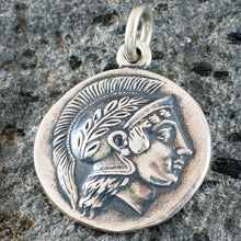 Load image into Gallery viewer, Goddess Athena Silver Coin Pendant - Silver Didrachm of Thourion - Bull on back