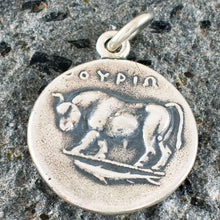 Load image into Gallery viewer, Goddess Athena Silver Coin Pendant - Silver Didrachm of Thourion - Bull on back