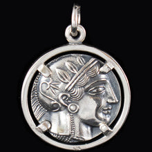 Load image into Gallery viewer, Goddess Athena & Owl of Wisdom Silver Pendant - Athens Tetradrachm