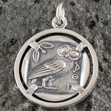 Load image into Gallery viewer, Goddess Athena & Owl of Wisdom Silver Pendant - Athens Tetradrachm