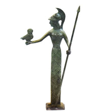 Load image into Gallery viewer, Goddess Athena holding her Owl bronze figure - Symbol of Wisdom Strength Strategy
