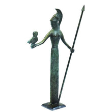 Load image into Gallery viewer, Goddess Athena holding her Owl bronze figure - Symbol of Wisdom Strength Strategy