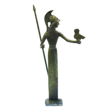 Load image into Gallery viewer, Goddess Athena holding her Owl bronze figure - Symbol of Wisdom Strength Strategy