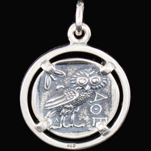Load image into Gallery viewer, Athens Tetradrachm Goddess Athena & Owl of Wisdom Silver Pendant