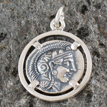 Load image into Gallery viewer, Athens Tetradrachm Goddess Athena & Owl of Wisdom Silver Pendant