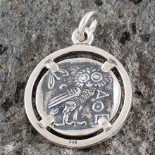 Load image into Gallery viewer, Athens Tetradrachm Goddess Athena & Owl of Wisdom Silver Pendant