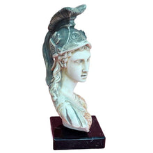 Load image into Gallery viewer, Goddess Athena small head bust on marble base - Symbol of Wisdom